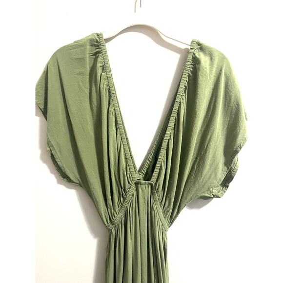 ASOS Design Flutter Sleeve Maxi Beach Dress in Khaki Green - KHAKI Women's sz. 6 - Picture 5 of 6